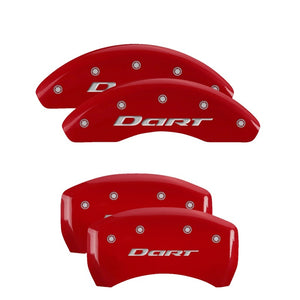 MGP 4 Caliper Covers Engraved Front & Rear With out stripes/Dart Red finish silver ch