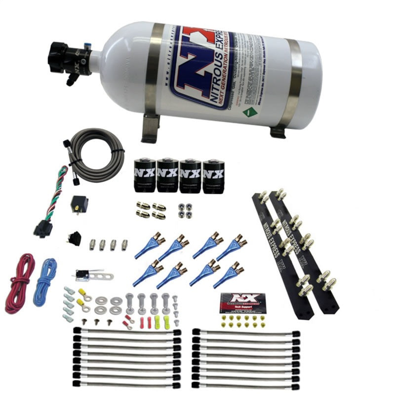 Nitrous Express 8 Cyl Soft Line Shark Rail Nitrous Kit w/10lb Bottle