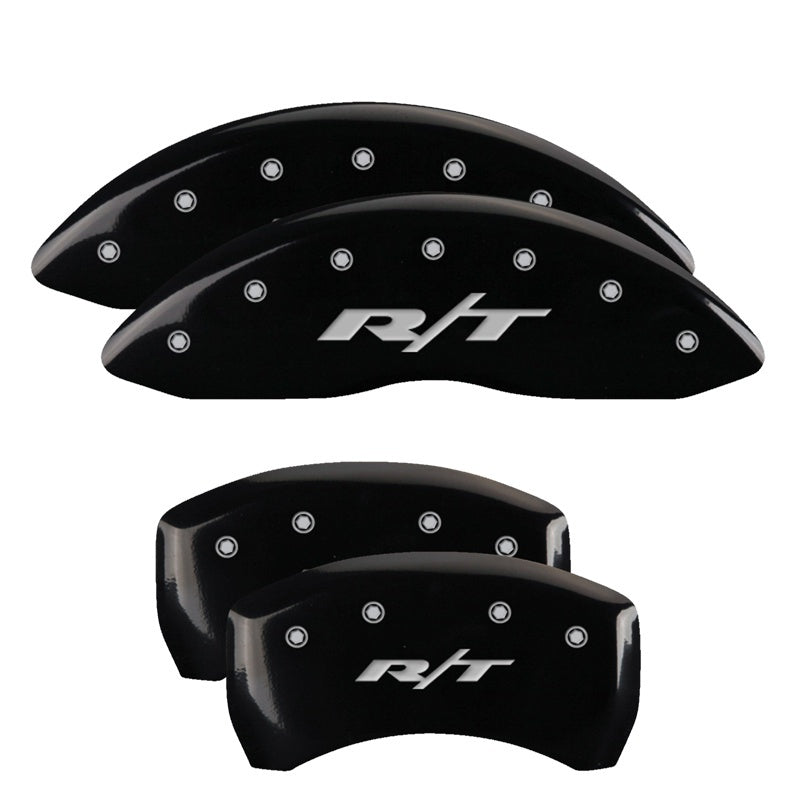 MGP 4 Caliper Covers Engraved Front & Rear RT1-Truck Black finish silver ch