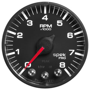 Autometer Spek-Pro Black 2 1/16 inch 8K RPM Tach w/ Shift Light and Peak Memory