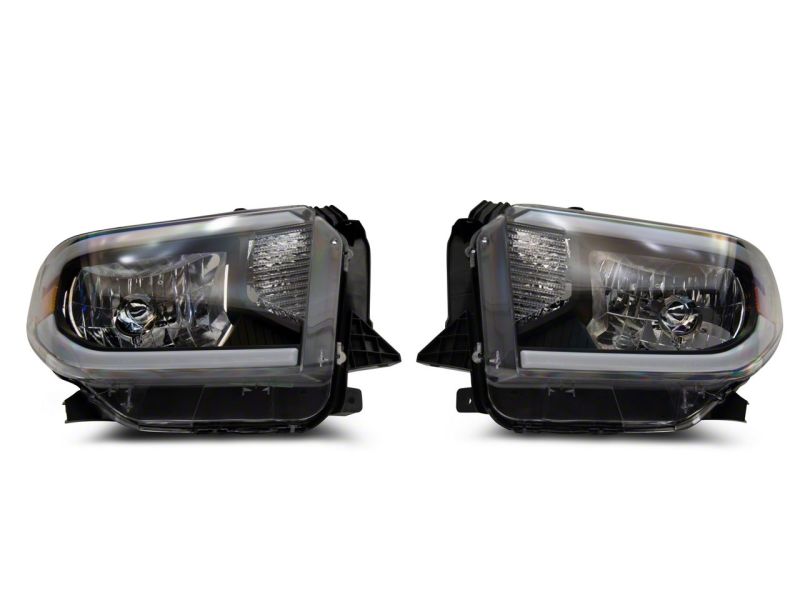 Raxiom 14-21 Toyota Tundra Axial Series Headlights w/ LED Bar- Black Housing (Clear Lens)