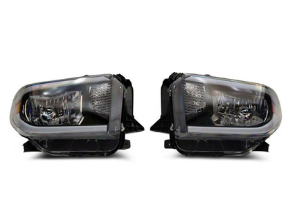 Raxiom 14-21 Toyota Tundra Axial Series Headlights w/ LED Bar- Black Housing (Clear Lens)