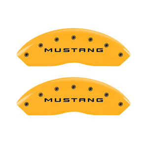 MGP 4 Caliper Covers Engraved Front Mustang Rear Bar & Pony Yellow Finish Blk Char 2004 Ford Mustang