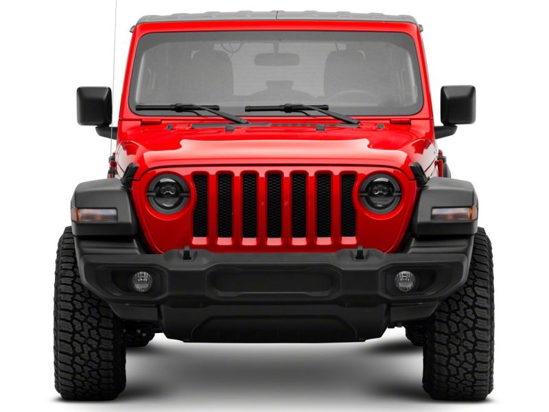Raxiom 18-23 Jeep Wrangler JL Axial Series 9-In LED Angel Eye Headlights- Black Housing (Clear Lens)