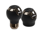 Momo Gotham Shift Knob - Black Leather, Dark Chrome Insert