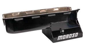 Moroso Pre-85 Chevrolet Small Block (w/Driver Side Dipstick) Wet Sump 7qt 8.25in Steel Oil Pan - Blk