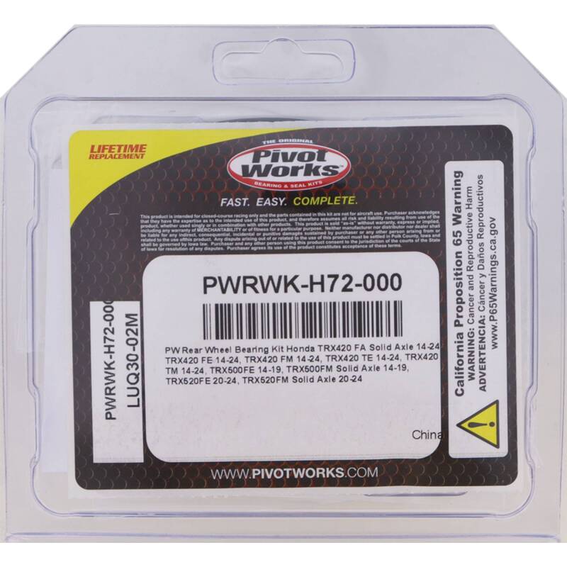 Pivot Works 14-23 Honda TRX420 FA Solid Axle Rear Wheel Bearing Kit