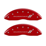 MGP 4 Caliper Covers Engraved Front & Rear With stripes/Durango Red finish silver ch