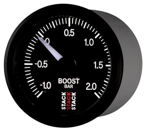 Autometer Stack 52mm -1 to +2 Bar (Incl T-Fitting) Pro Stepper Motor Boost Pressure Gauge - Black