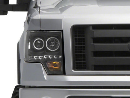 Raxiom 09-14 Ford F-150 G2 Super White LED Halo Projector Headlights- Black Housing- Clear Lens