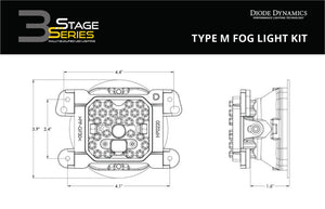 Diode Dynamics SS3 Pro Type M Kit ABL - Yellow SAE Fog