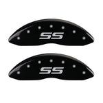 MGP 4 Caliper Covers Engraved Front & Rear Monte Carlo style/SS Black finish silver ch