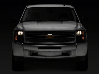 Raxiom 07-14 Chevrolet Silverado 1500 HD Axial OEM Rep Headlights- Chrome Housing- Smoked Lens