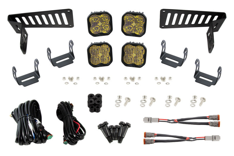 Diode Dynamics 18-21 Jeep JL Wrangler/Gladiator SS3 Cowl LED Bracket Kit - Yellow Pro