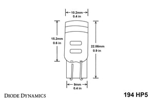 Diode Dynamics 194 LED Bulb HP5 LED - Cool - White (Single)