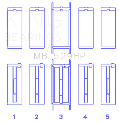 King Engine Bearings Ford 260CI/289CI/302 5.0L Windsor (0.010 Size) Main Bearing Set