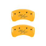 MGP 4 Caliper Covers Engraved Front Cursive/Challenger Engraved Rear RT Yellow finish black ch