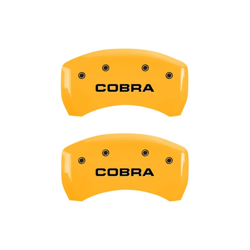 MGP Rear set 2 Caliper Covers Engraved Rear Cobra Yellow finish black ch