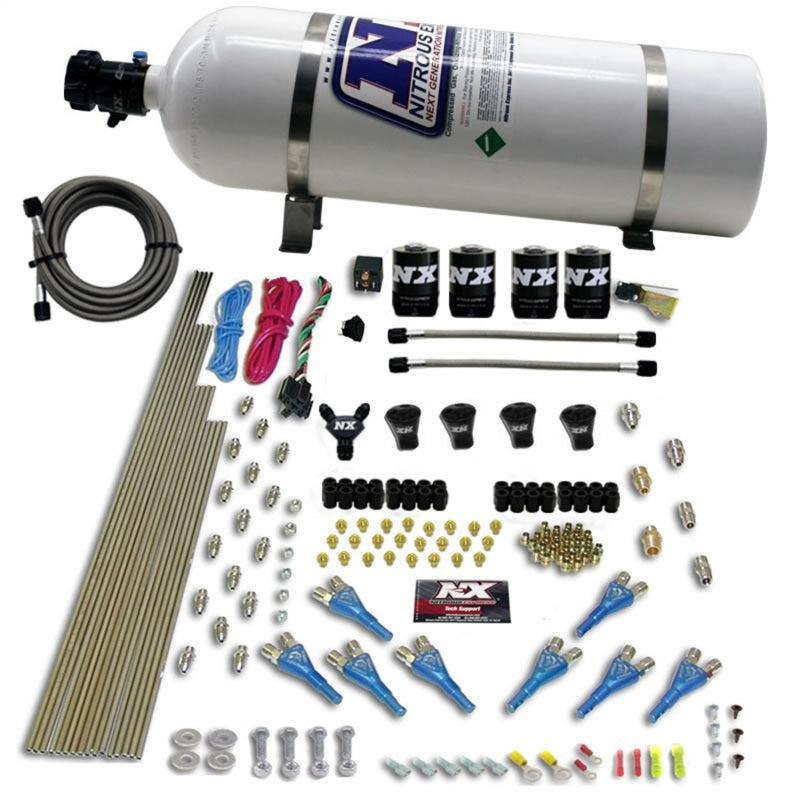 Nitrous Express Pro-Shk/Gas 4 Solenoids Nitrous Kit (200-600HP) w/15lb Bottle