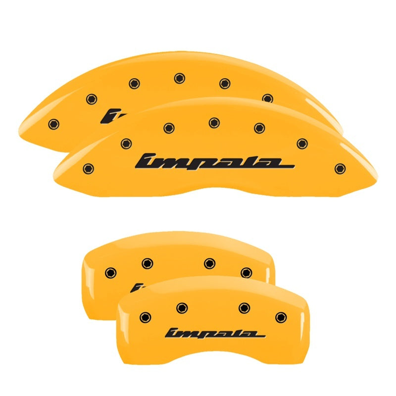 MGP 4 Caliper Covers Engraved Front & Rear Impala Yellow finish black ch