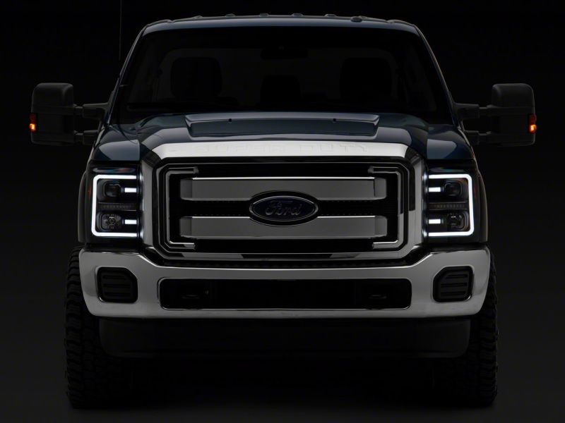 Raxiom 11-16 Ford F-250 Super Duty LED Projector Headlights - Black Housing (Clear Lens)