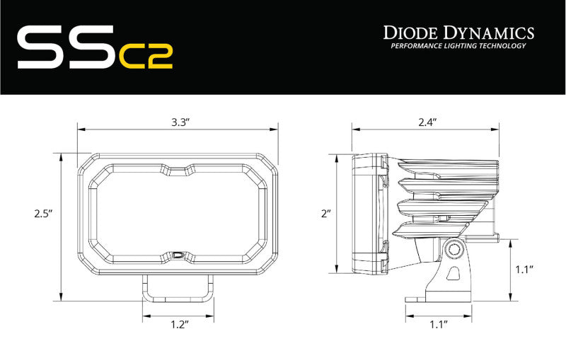 Diode Dynamics Stage Series 1.875 Inch Roll Bar Chase Light Kit SSC2 - Pro Yellow (pair)