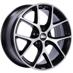 BBS SR 17x7.5 5x100 ET37 Satin Black Diamond Cut Face Wheel -70mm PFS/Clip Required