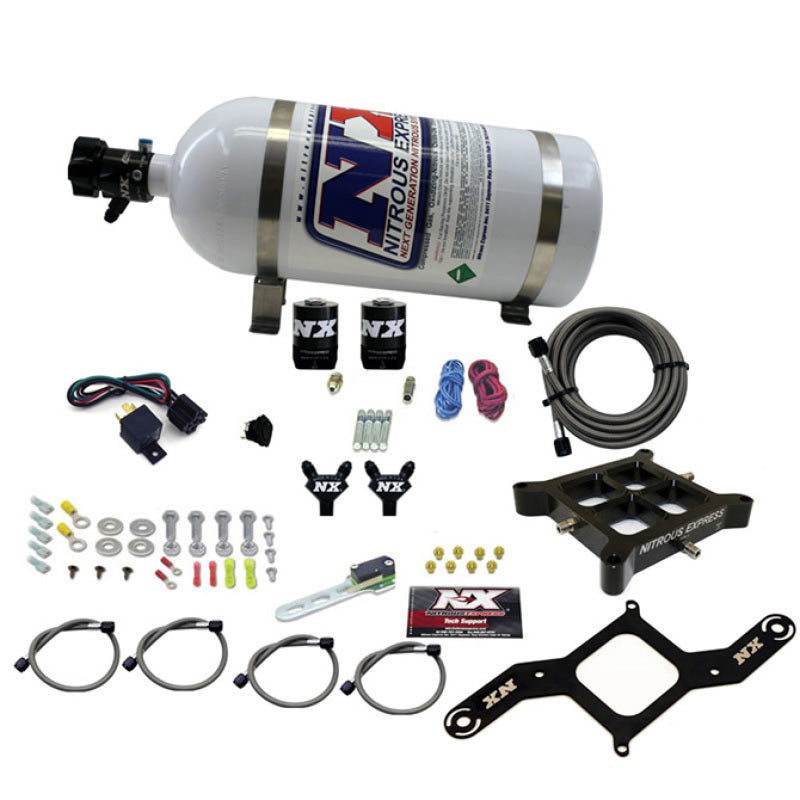 Nitrous Express 4150 Billet Crossbar Stage 6 Nitrous Kit (50-300HP) w/10lb Bottle