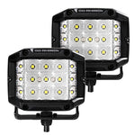 Go Rhino Xplor Bright Series Sideline Cube LED Flood Light Kit (Surface Mount) 4x3 - Blk (Pair)