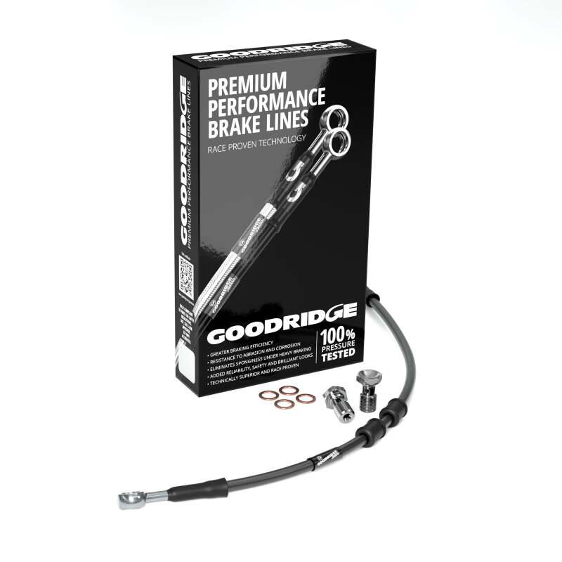Goodridge 84-08 HD FLST/C +2in Black Brake Line Kit w/Stainless Steel Fittings