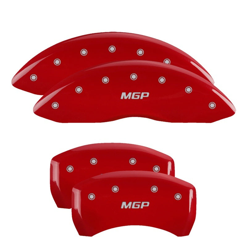 MGP Front set 2 Caliper Covers Engraved Front With out stripes/Dodge Red finish silver ch