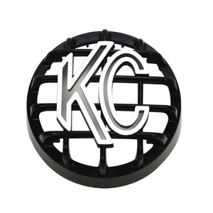 KC HiLiTES 4in. Round ABS Stone Guard for Rally 400 (Single) - Black w/White KC Logo