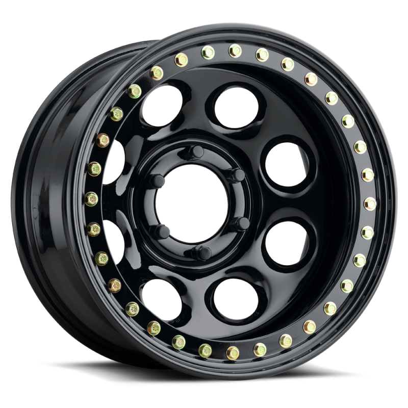 Raceline RT81 Rock 8 17x9.5in/8x165.1 BP/-44mm Offset/130.81mm Bore - Gloss Black Beadlock Wheel