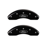 MGP 4 Caliper Covers Engraved Front & Rear Oval logo/Ford Black finish silver ch