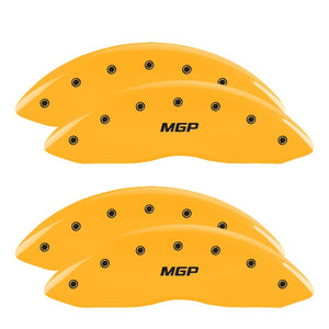 MGP 4 Caliper Covers Engraved Front & Rear MGP Yellow Finish Black Char 2006 Ford F-350 Super Duty