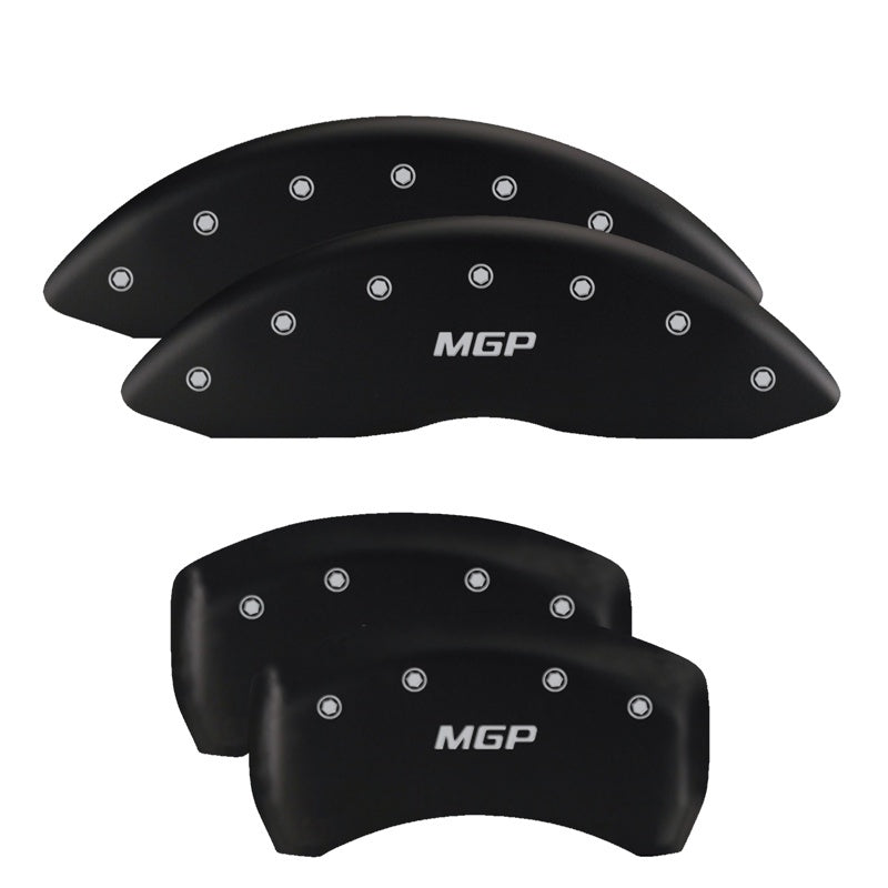 MGP 4 Caliper Covers Engraved Front & Rear Silverado Red finish silver ch