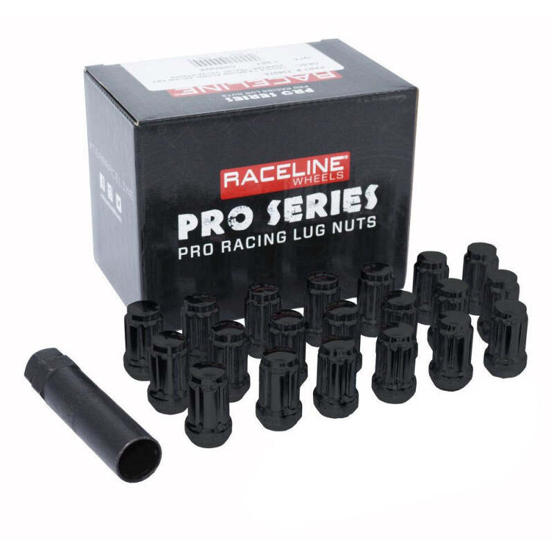 Raceline 12x1.25mm Spline Black Lug Nuts (24 Pack)