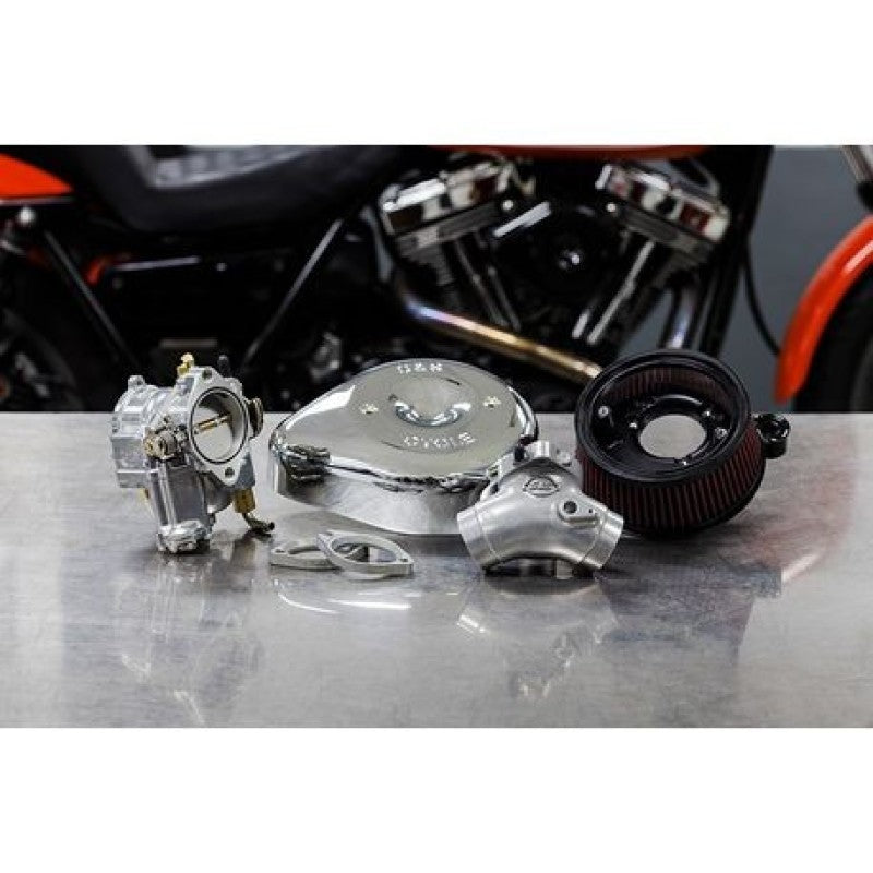 S&S Cycle 84-99 BT Super E Carburetor & Stealth Air Cleaner Kit w/ Chrome Teardrop