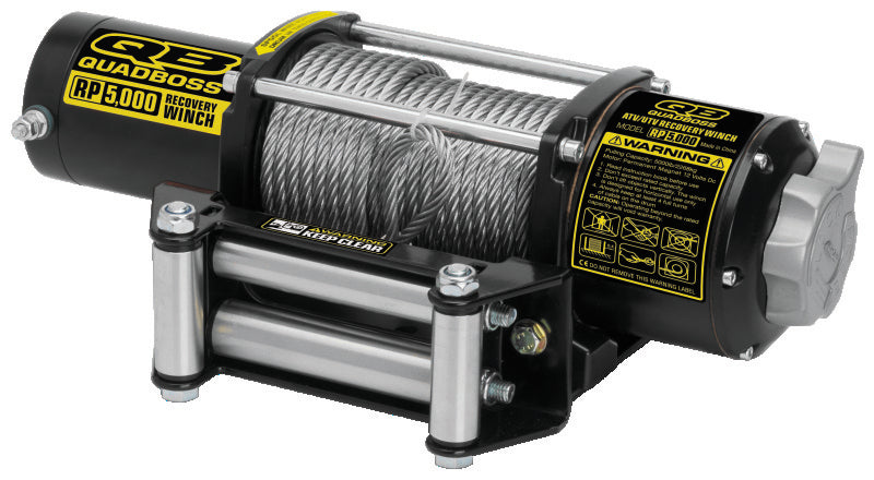 QuadBoss Winch Kit - 39ft x 7/32in Synthetic Rope - 3.5hp - Hawse Fairlead - Wired Remote - 3500lb