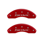 MGP Front set 2 Caliper Covers Engraved Front Sonic Red finish silver ch