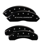 MGP 4 Caliper Covers Engraved Front & Rear 2012+ Ford Explorer Black Finish Silver Logo