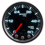 Autometer Spek-Pro Gauge Boost 2 1/16in 60psi Stepper Motor W/Peak & Warn Blk/Smoke/Black