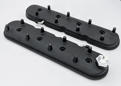 Granatelli 96-22 GM LS Standard Height Valve Cover w/Angled Coil Mount - Blk Wrinkle (Pair)