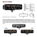 Go Rhino Xplor Blackout Combo Series Sixline LED Flood Lights w/Amber (Surface Mount) - Blk (Pair)