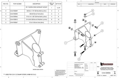 Camburg 07-21 Toyota Tundra 2wd/4wd Bolt-on Rear FOX 2.0 Bump Stop Mount Kit (S/O)