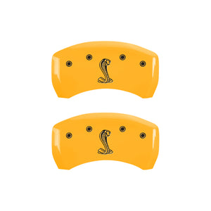 MGP 4 Caliper Covers Engraved Front & Rear Tiffany Snake Yellow Finish Black Char 2005 Ford Mustang