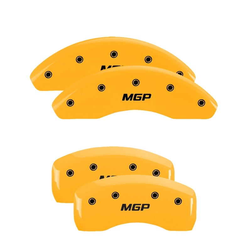 MGP 4 Caliper Covers Engraved Front & Rear MGP Yellow Finish Black Char 2017 Hyundai Elantra