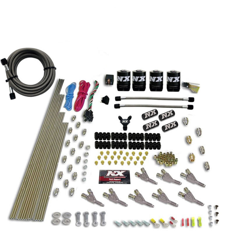 Nitrous Express Vortech Nozzle Nitrous Kit (200-500HP) Gas w/Dist Block & 4 Solenoids w/o Bottle