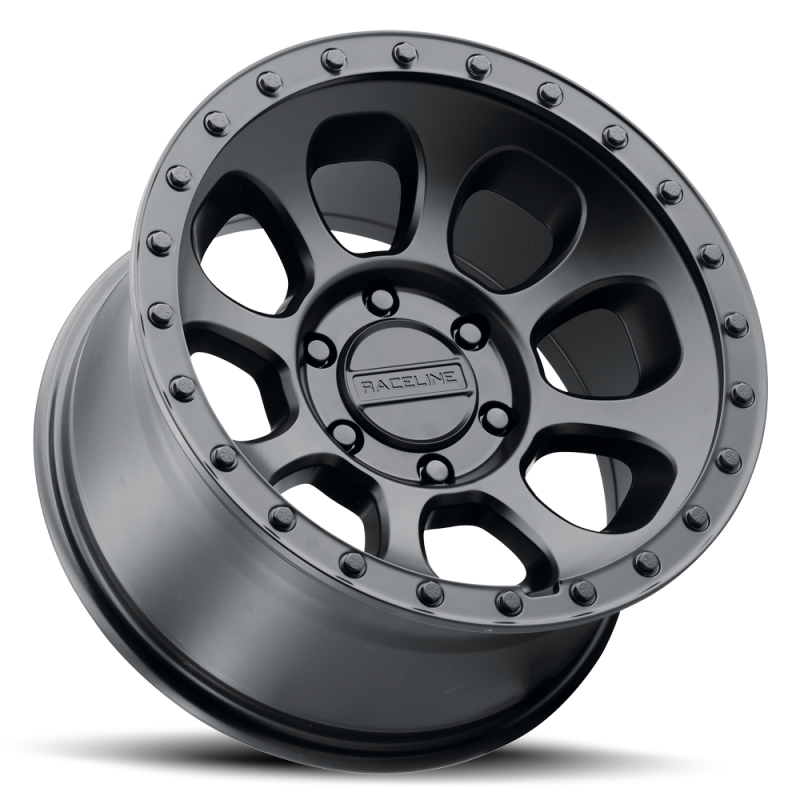 Raceline 961B Bolt 17x9in / 5x127 BP / -12mm Offset / 78.1mm Bore - Satin Black