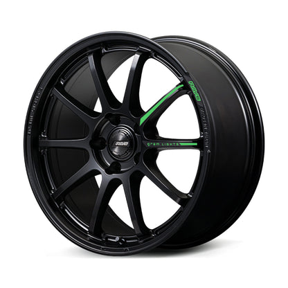 Gram Lights 57NR LIMITED II 17x7.0 +47 4-100 Semigloss Black Wheel w/ Black Cap/Stickers/Air Valve